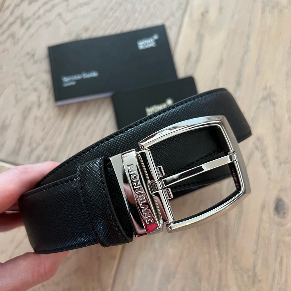 Montblanc black leather belt